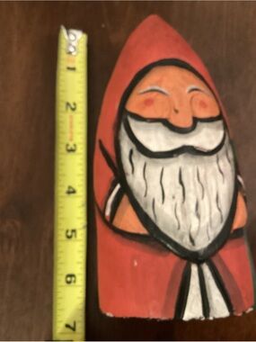 Vtg Folk Art Santa Hand painted wood Figurine